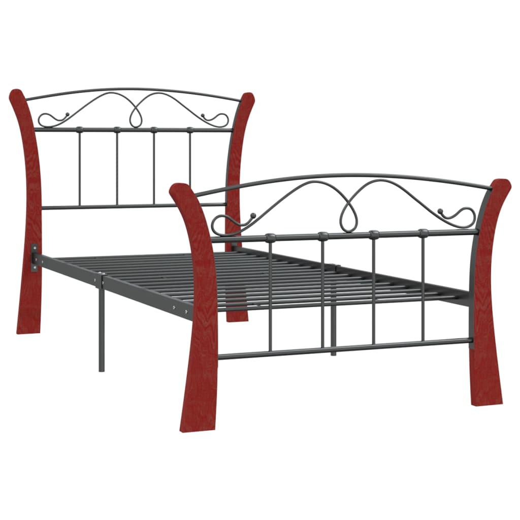 vidaXL Metal Bed Frame Black 90x200 cm