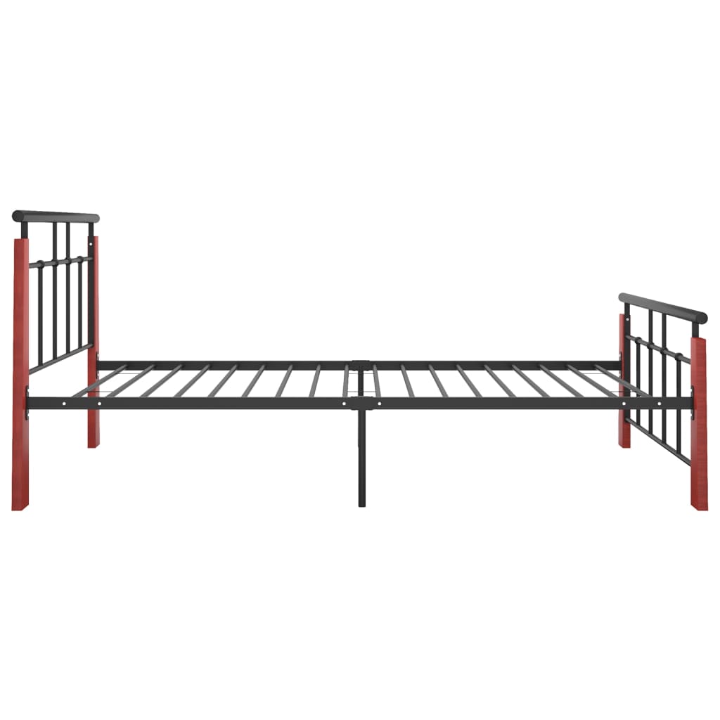 vidaXL Metal and Solid Oak Bed Frame 90x200 cm