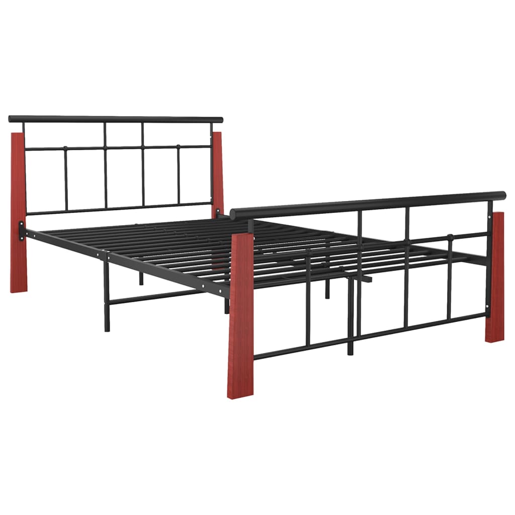 vidaXL Metal and Solid Oak Wood Bed Frame 120x200 cm