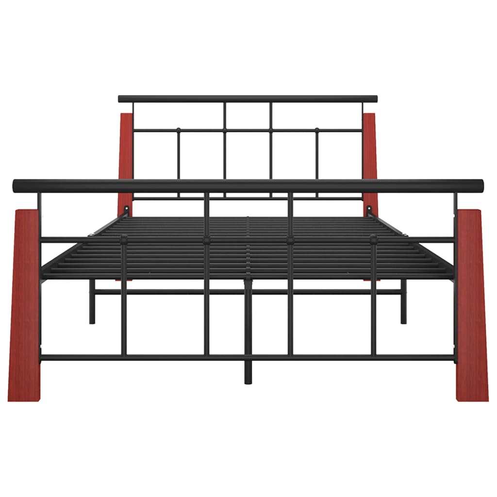 vidaXL Metal and Solid Oak Wood Bed Frame 120x200 cm