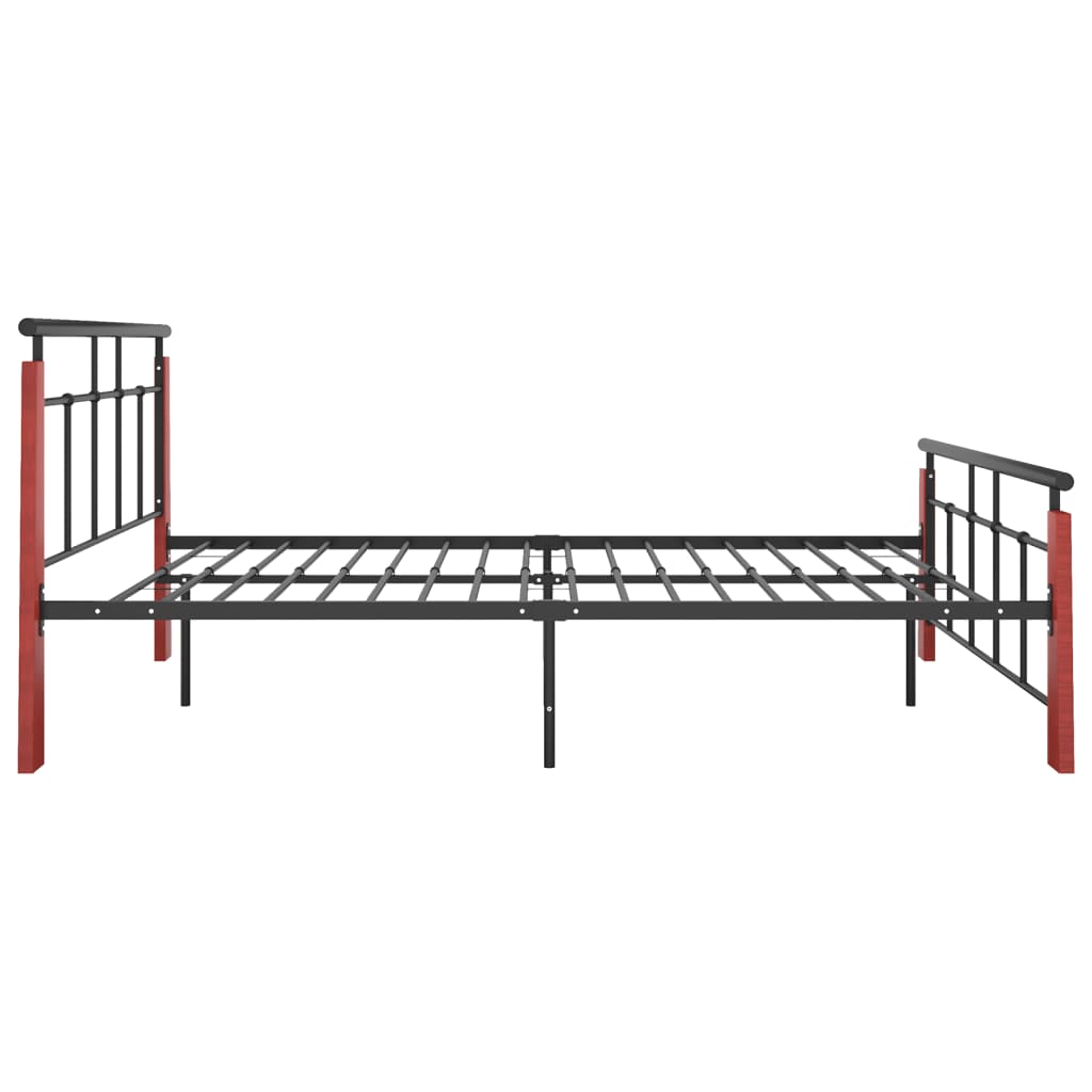 vidaXL Metal and Solid Oak Wood Bed Frame 120x200 cm