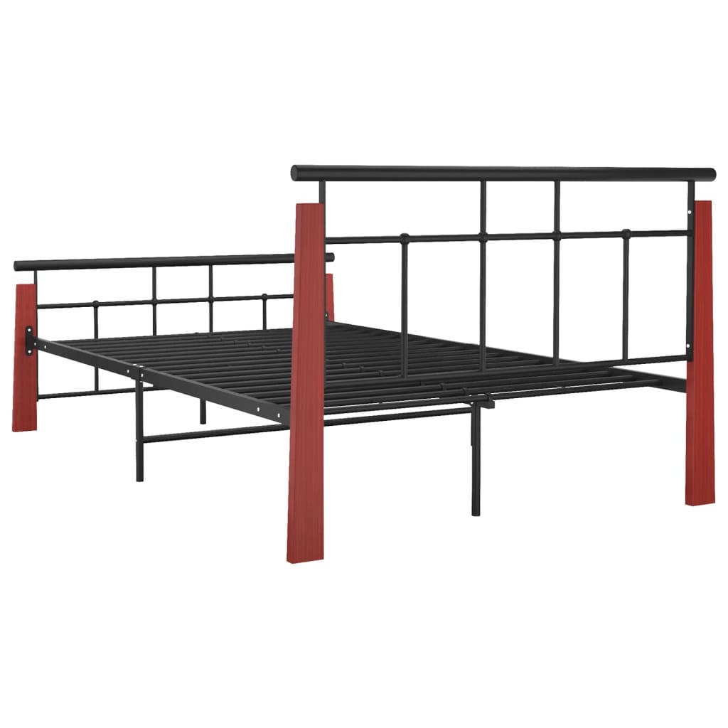 vidaXL Metal and Solid Oak Wood Bed Frame 120x200 cm