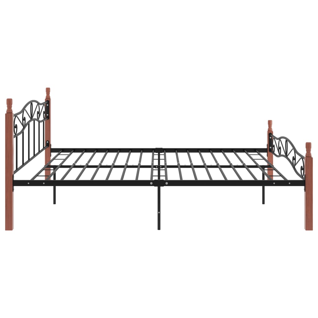 vidaXL Bed frame metal and solid oak black 200x200 cm