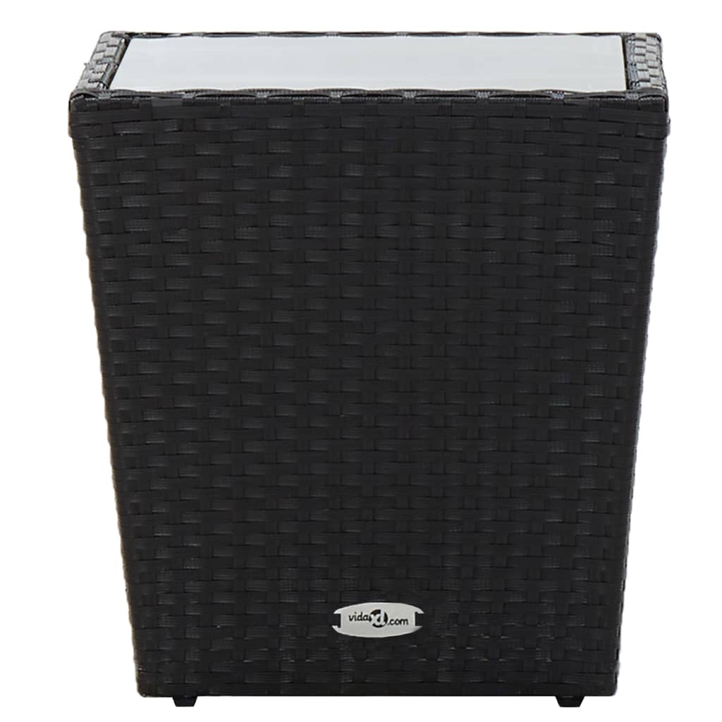 vidaXL 3-delige Bistroset poly rattan en gehard glas zwart