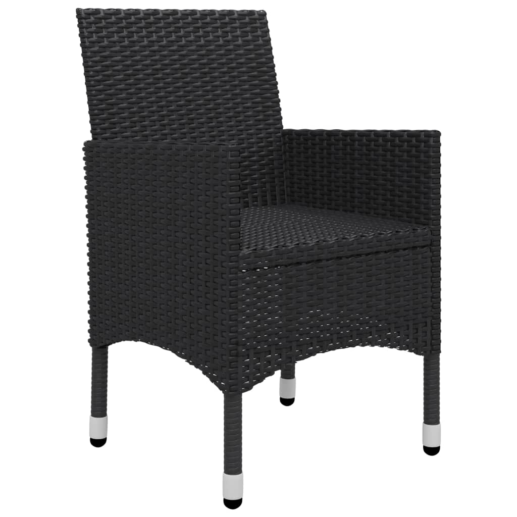 vidaXL 3-Piece Bistro Set Poly Rattan and Acacia Wood Black