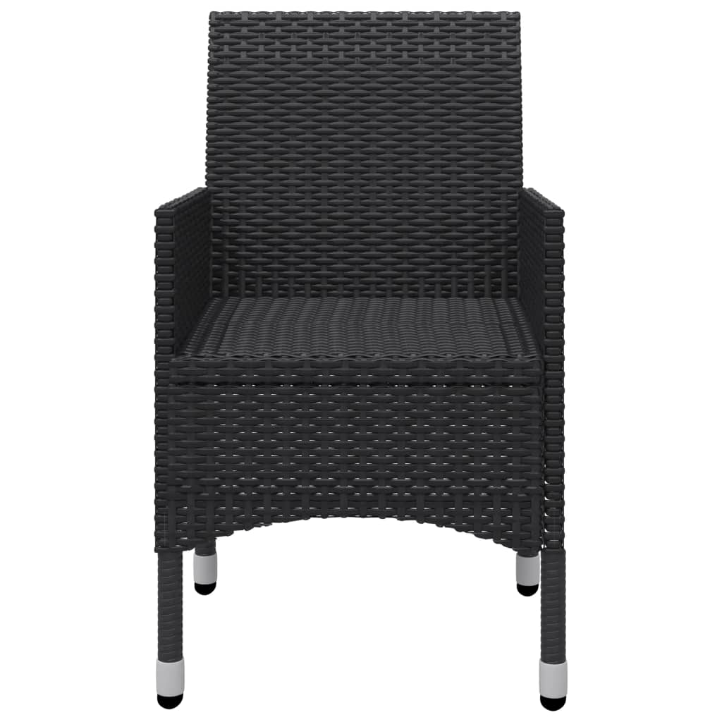 vidaXL 3-Piece Bistro Set Poly Rattan and Acacia Wood Black