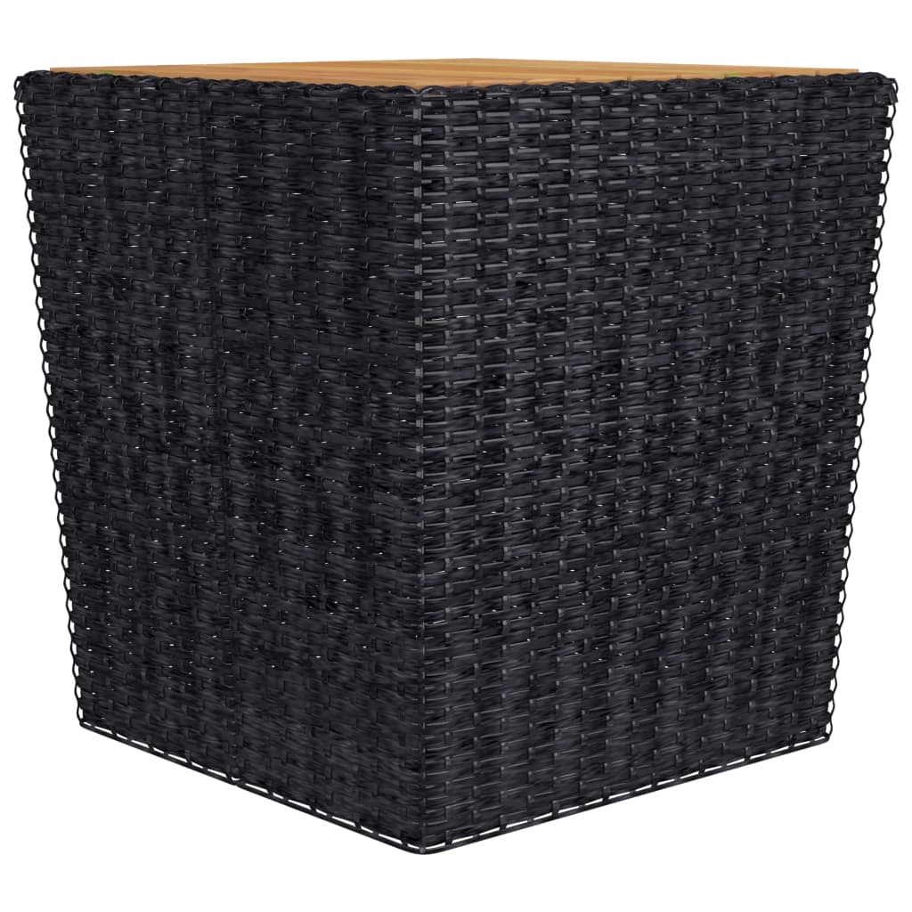 vidaXL 3-Piece Bistro Set Poly Rattan and Acacia Wood Black