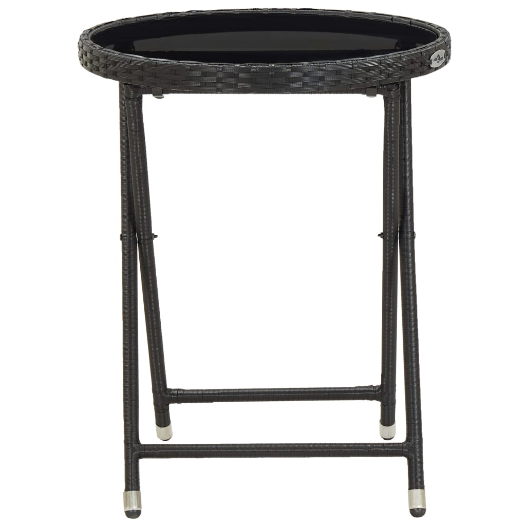 vidaXL 3-Piece Bistro Set Polyrattan and Tempered Glass Black