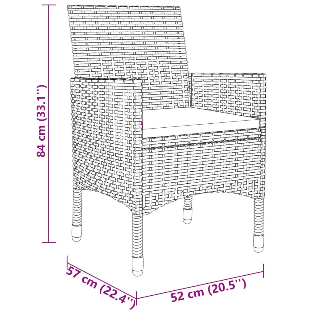vidaXL 3-Piece Garden Lounge Set Poly Rattan Black