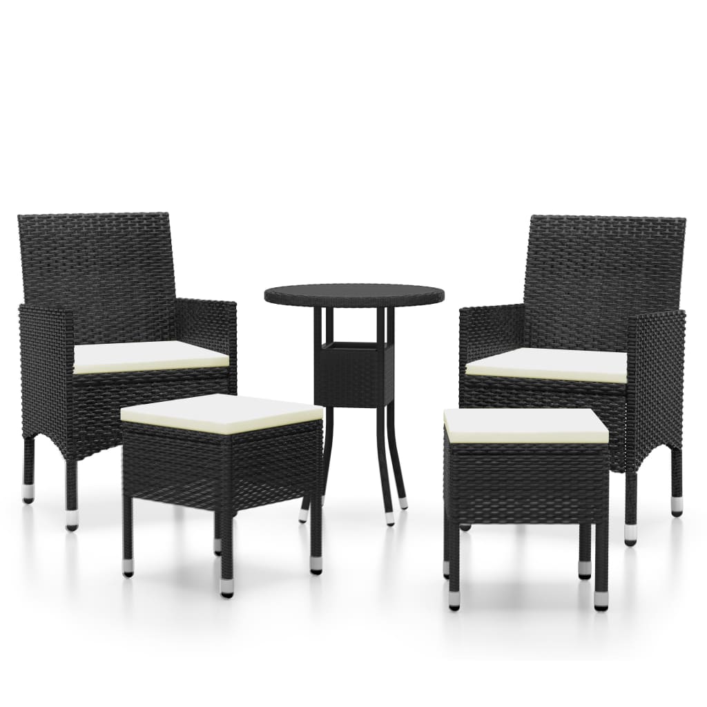vidaXL 5-piece Lounge Set poly rattan black