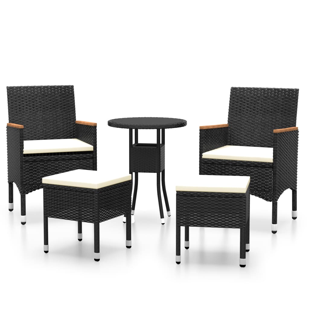 vidaXL 5-piece Lounge Set poly rattan black
