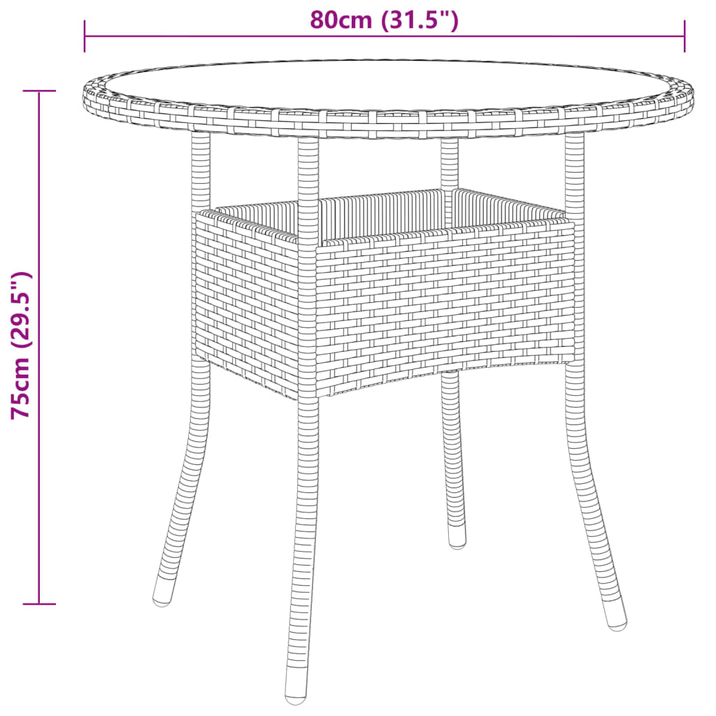 vidaXL 3-Piece Garden Lounge Set Poly Rattan Black