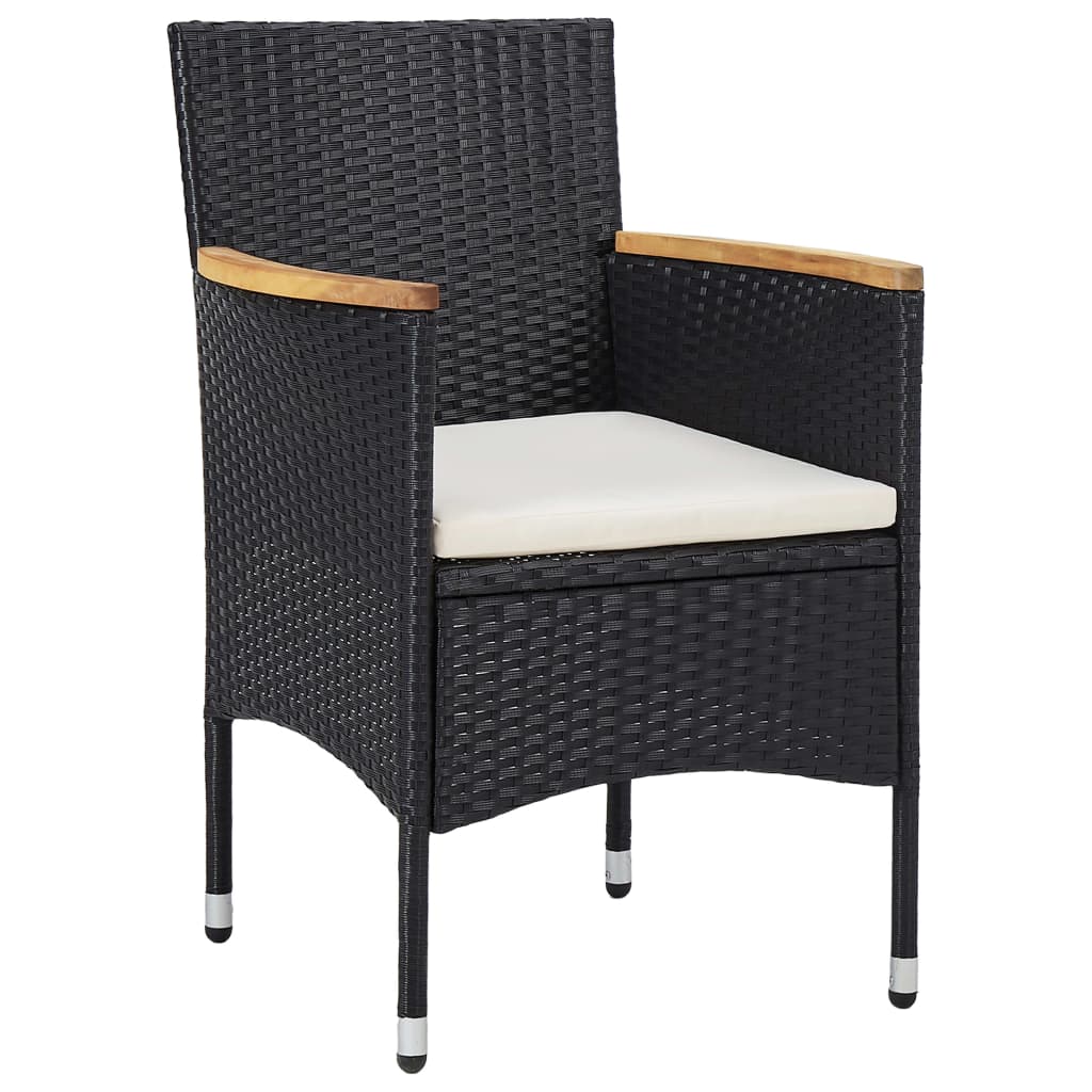 vidaXL 3-Piece Garden Lounge Set Poly Rattan Black