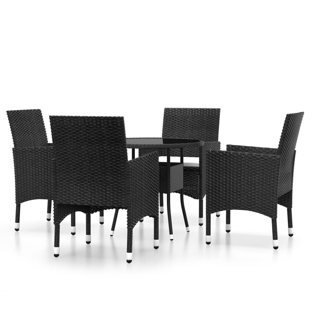 vidaXL 5-piece Garden Dining Set poly rattan black