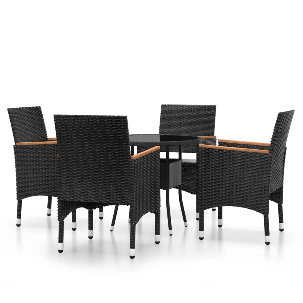 vidaXL 5-piece Garden Dining Set poly rattan black
