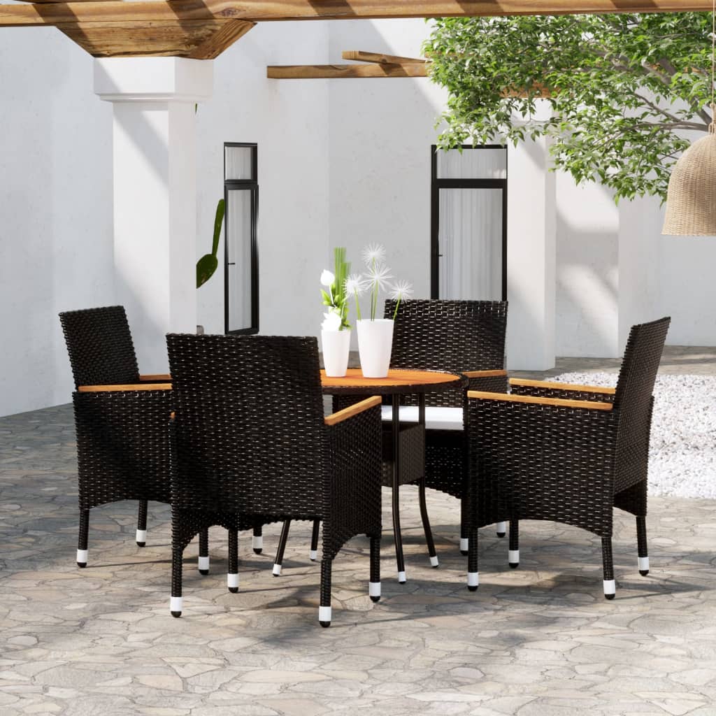vidaXL 5-piece Garden Dining Set poly rattan black