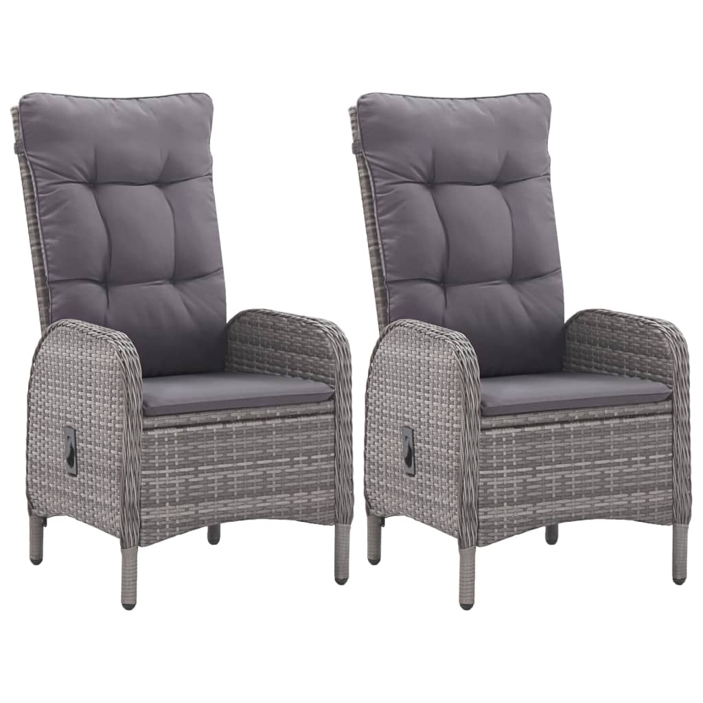 vidaXL 3-Piece Bistro Set Poly Rattan and Glass Grey