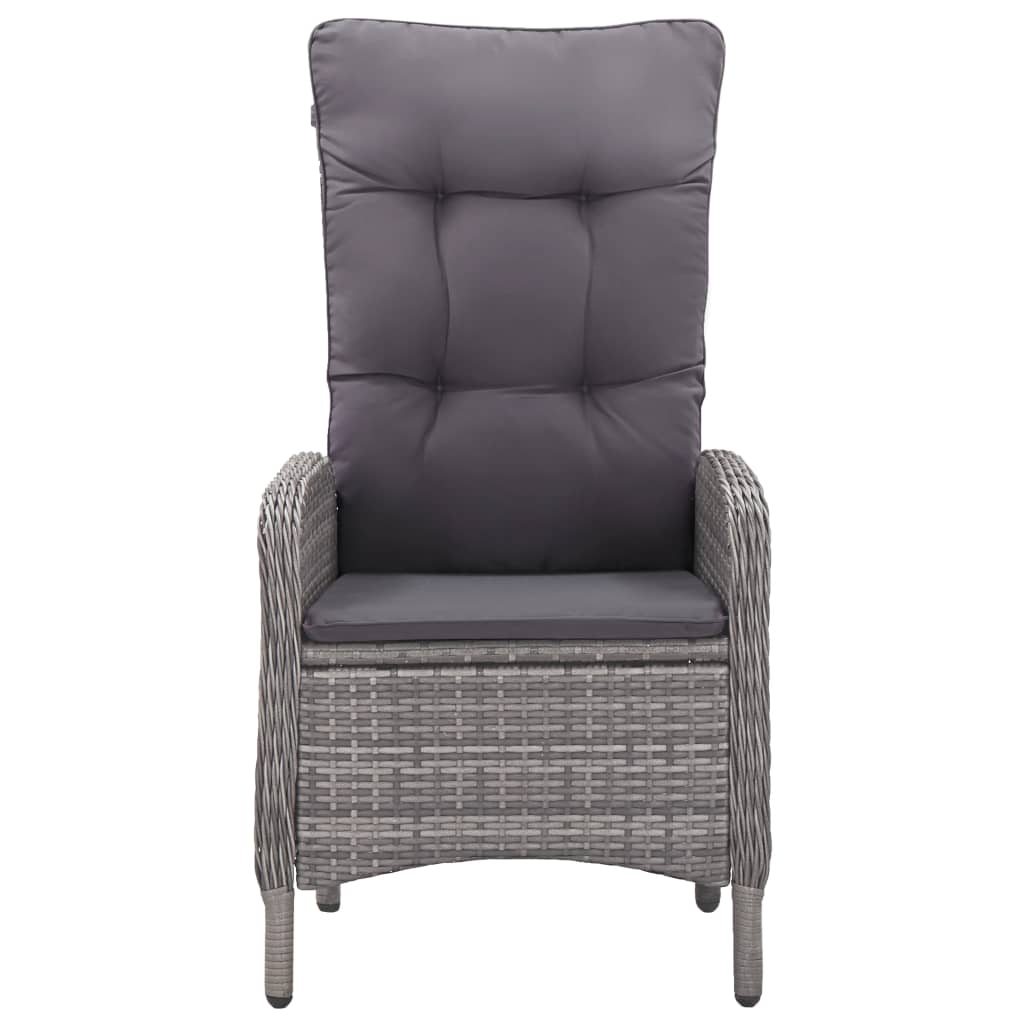 vidaXL 3-Piece Bistro Set Poly Rattan and Glass Grey