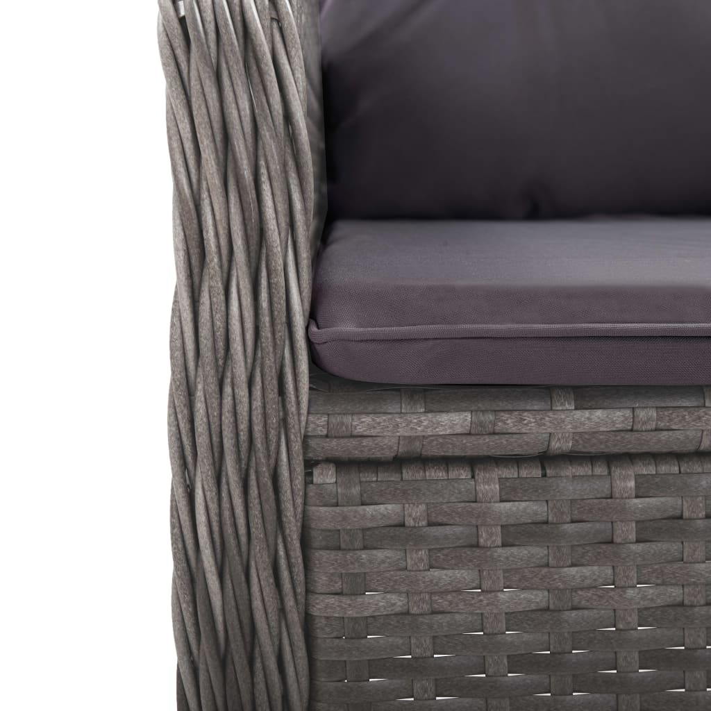 vidaXL 3-Piece Bistro Set Poly Rattan and Glass Grey