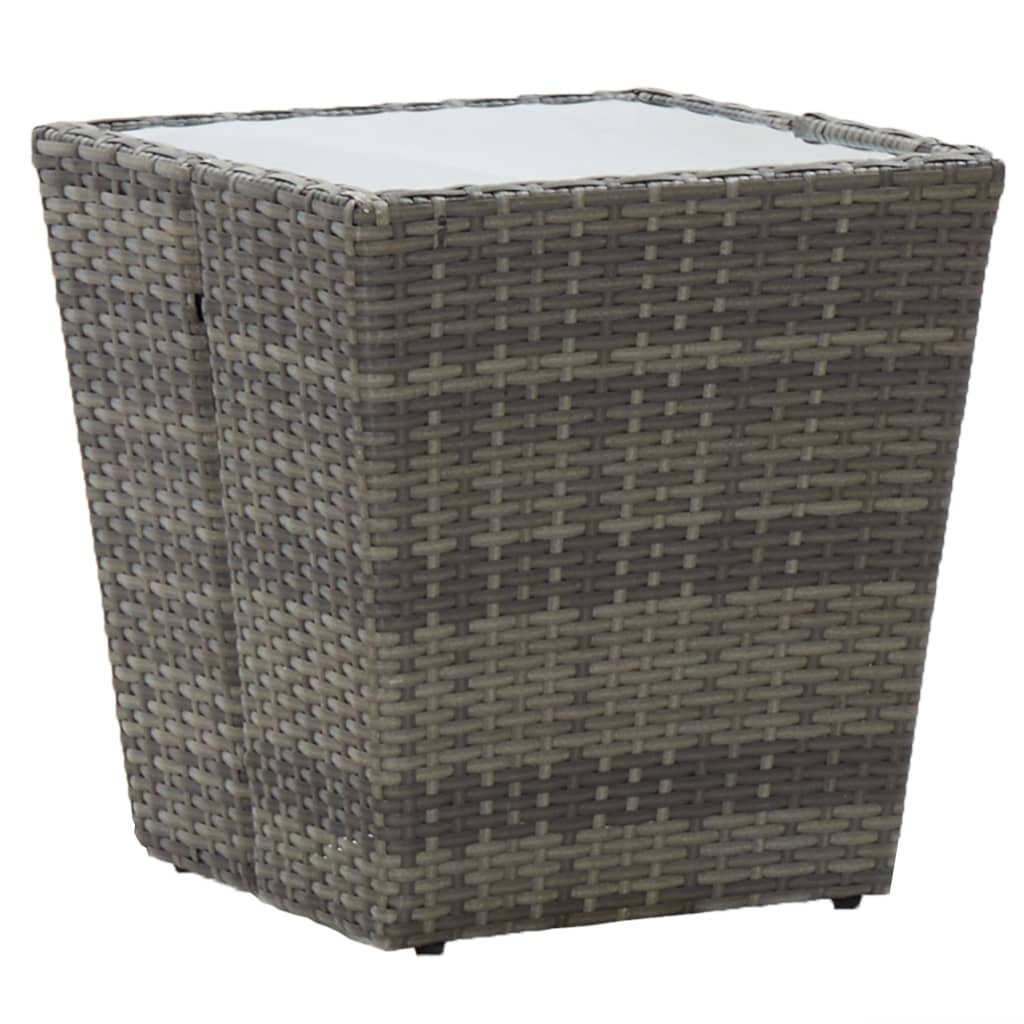 vidaXL 3-Piece Bistro Set Poly Rattan and Glass Grey