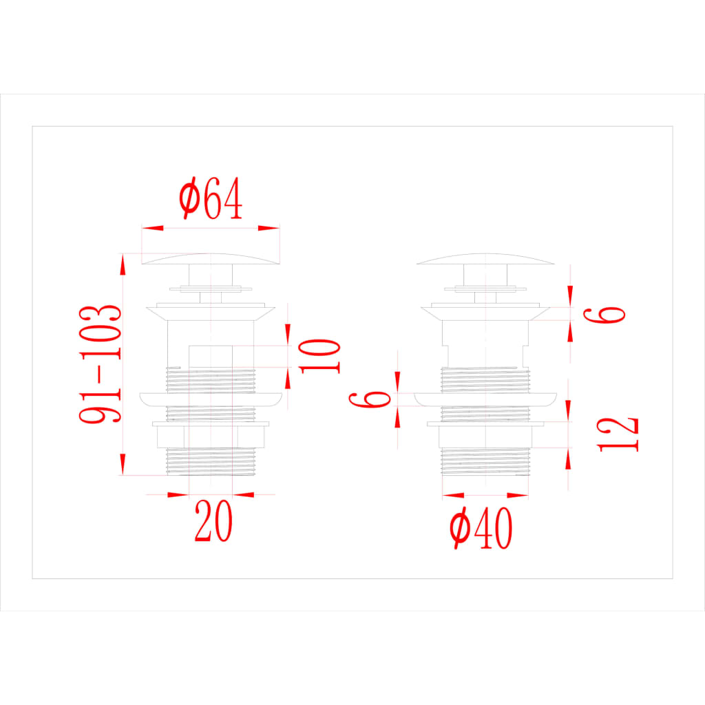 vidaXL Afvoer pop-up met overloop 6,4x6,4x9,1 cm chroomkleurig