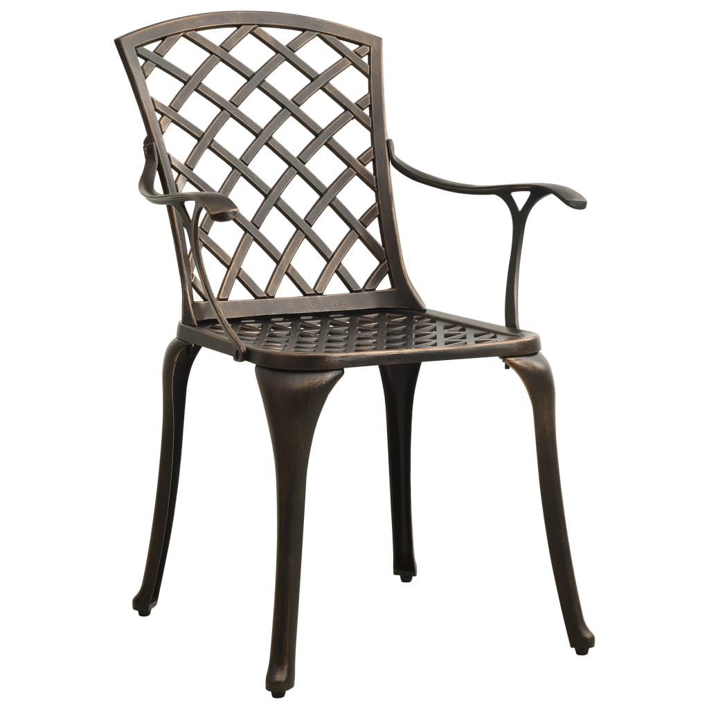 vidaXL Garden Chairs 2 pcs Cast Aluminum Bronze