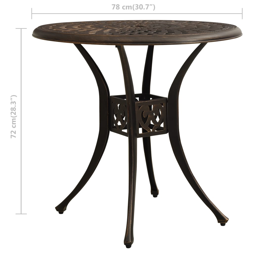 vidaXL Tuintafel 78x78x72 cm gietaluminium bronskleurig