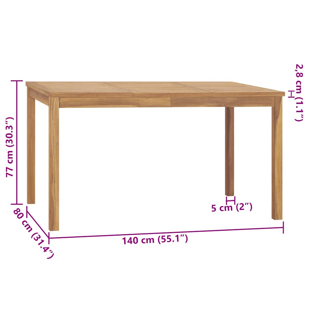 vidaXL Tuintafel 140x80x77 cm massief teakhout