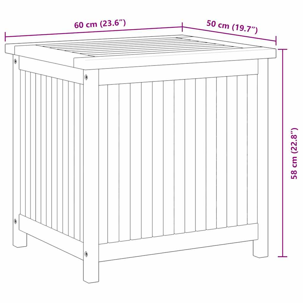 vidaXL Opbergbox 60x50x58 cm massief teakhout