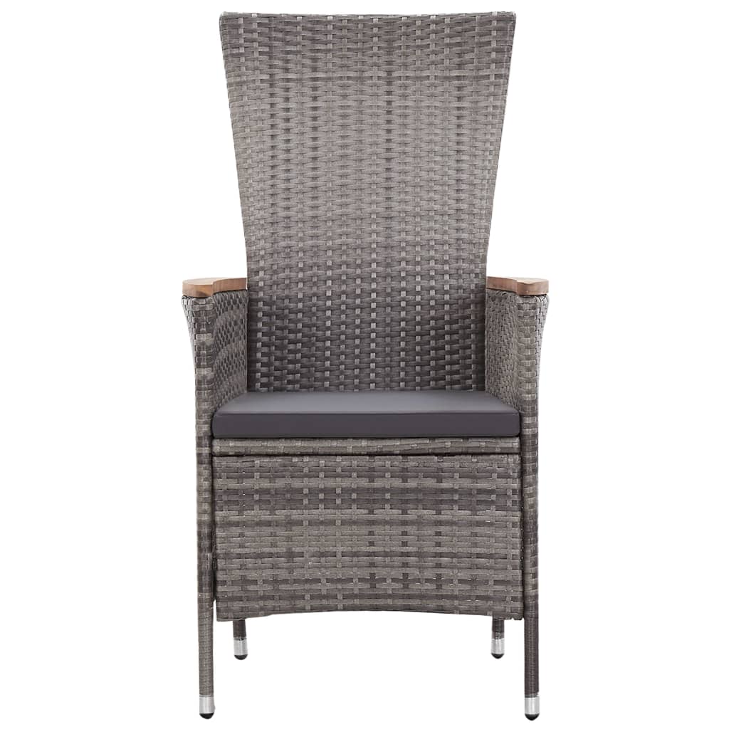 vidaXL 3-Piece Lounge Set with Cushions Poly Rattan Grey