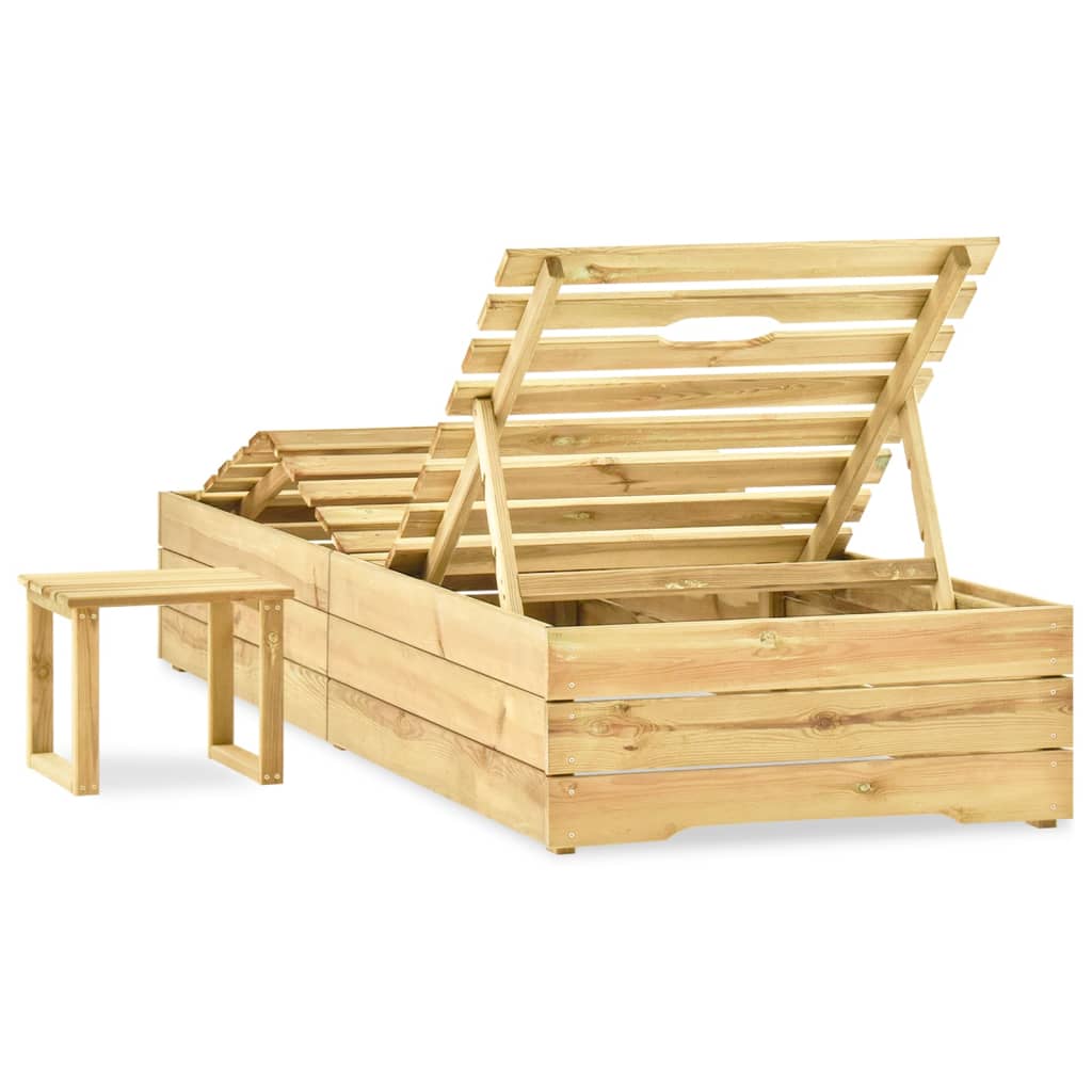 vidaXL Ligbed met tafel groen geïmpregneerd grenenhout