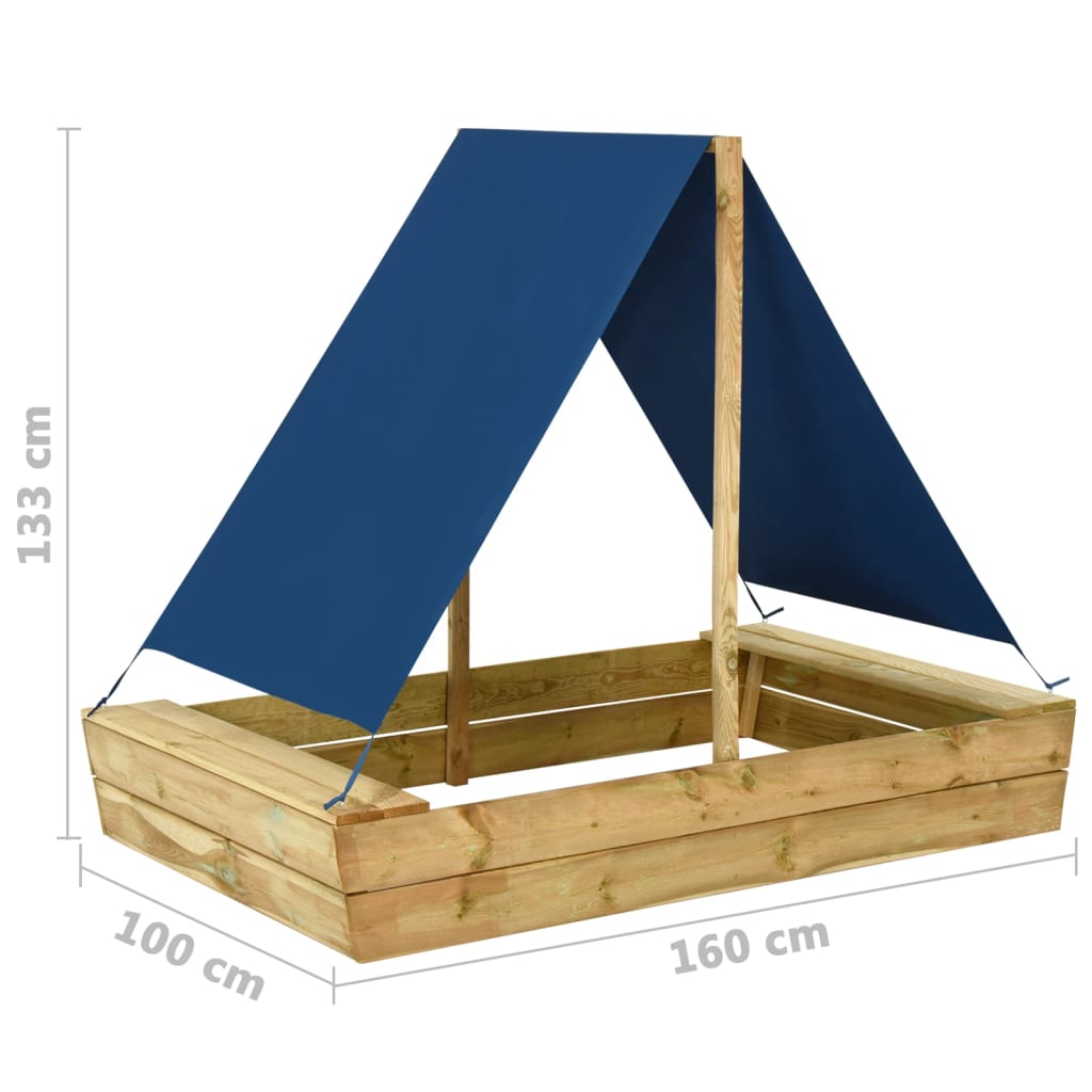 vidaXL Sandbox with roof 160x100x133 cm impregnated pine wood