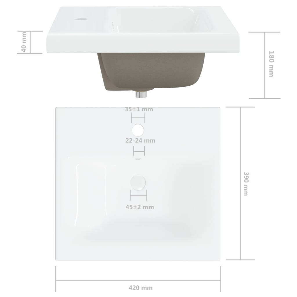 vidaXL Countertop Basin with Tap 42x39x18 cm Ceramic White