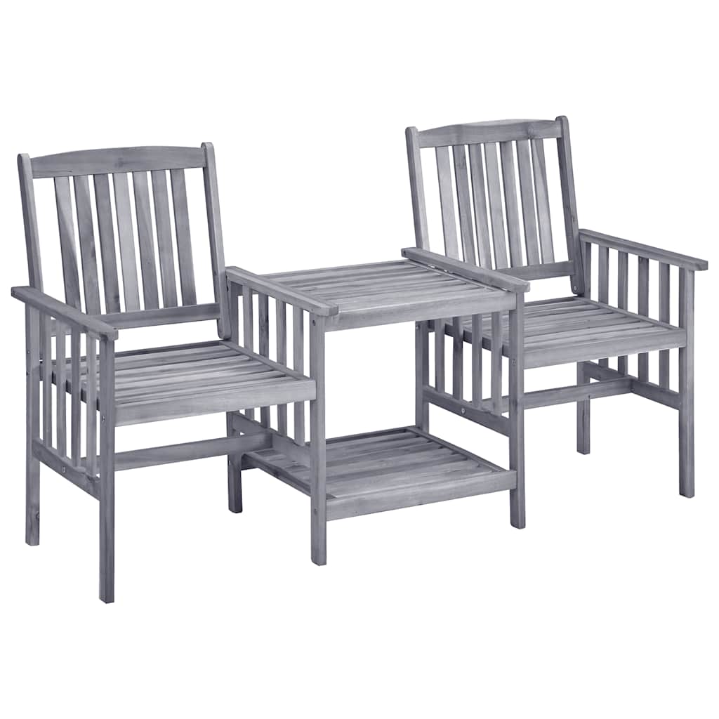 vidaXL Garden Chairs with Table and Cushions Solid Acacia Wood