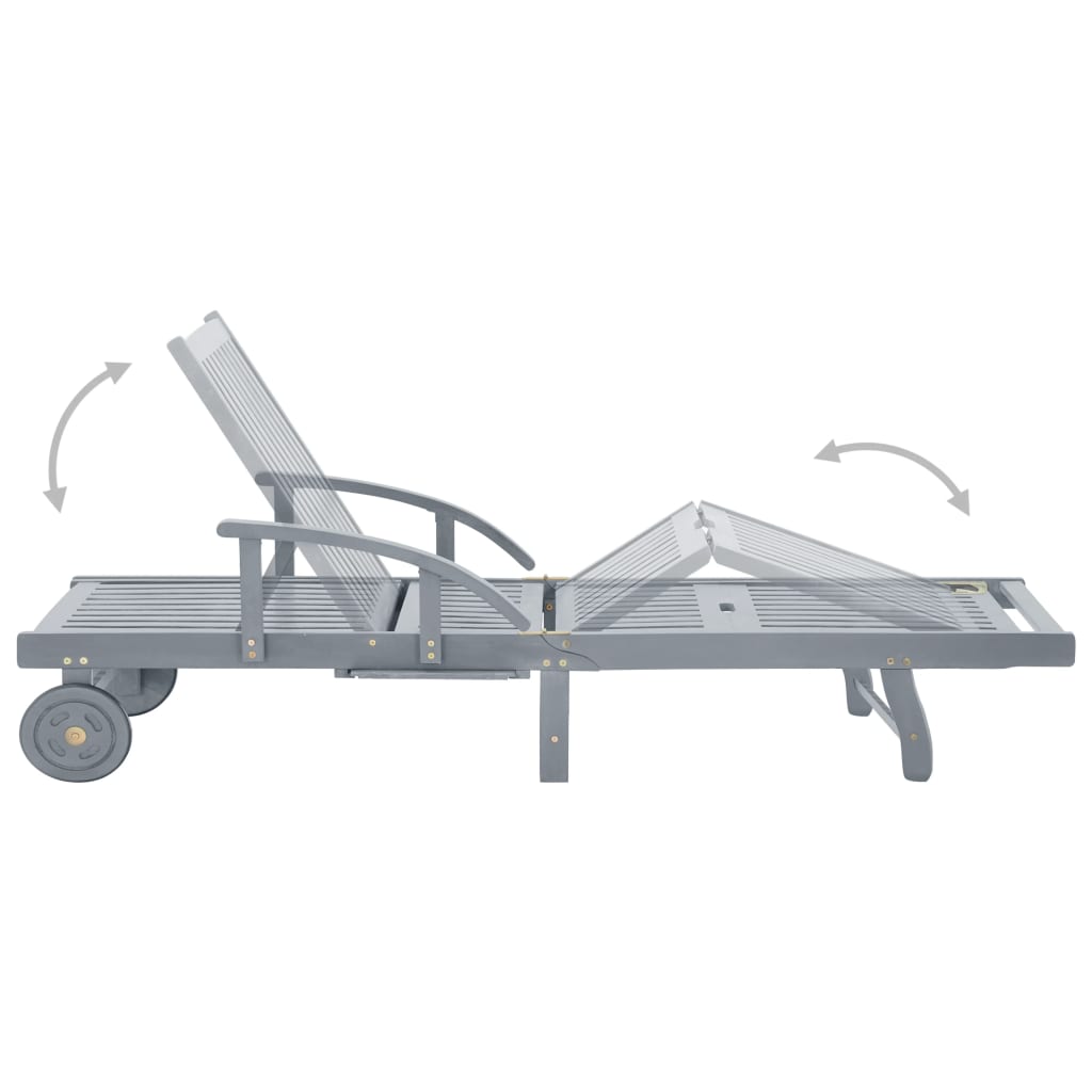 vidaXL Sun Lounger with Cushion Solid Acacia Wood