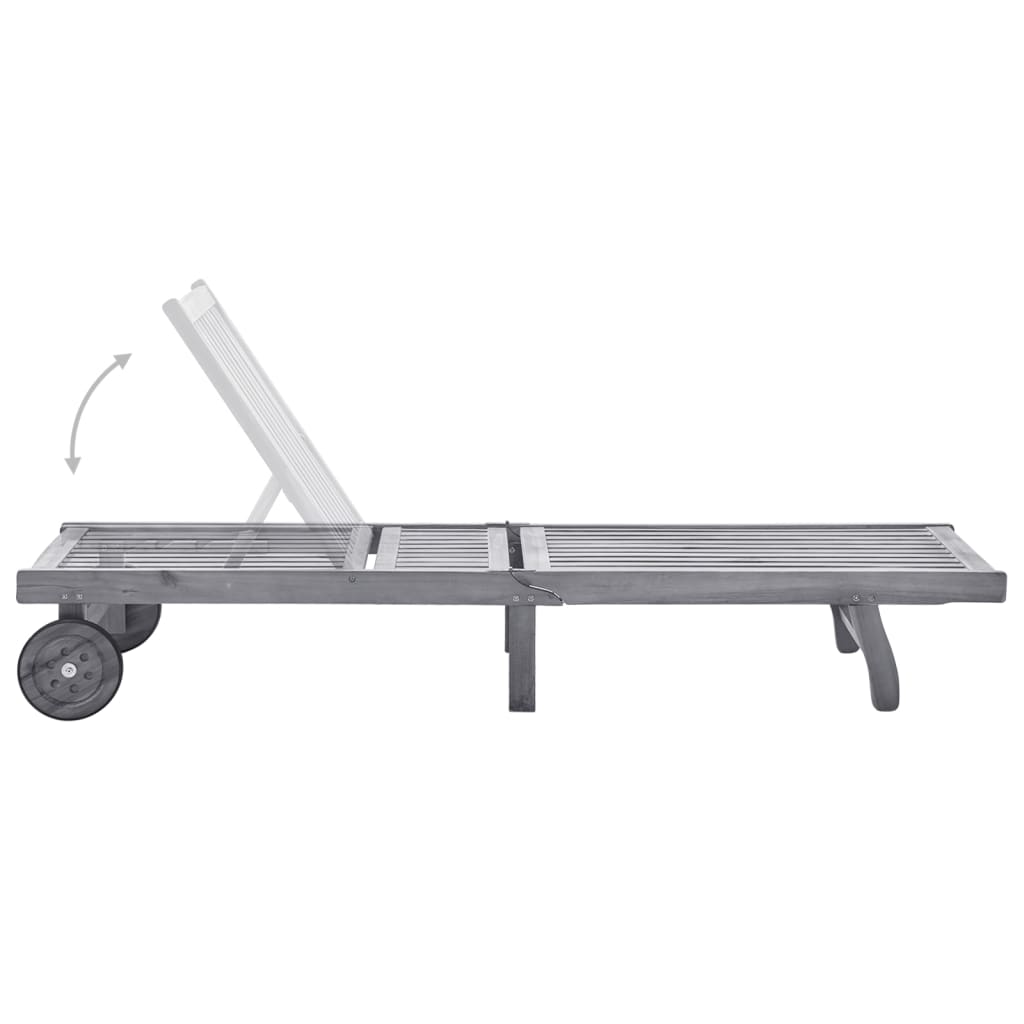 vidaXL Sun Lounger with Cushion Solid Acacia Wood Grey