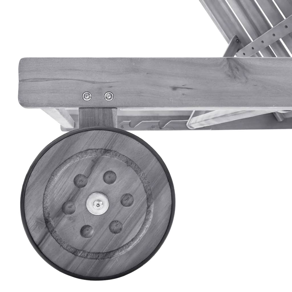 vidaXL Sun Lounger with Cushion Solid Acacia Wood Grey