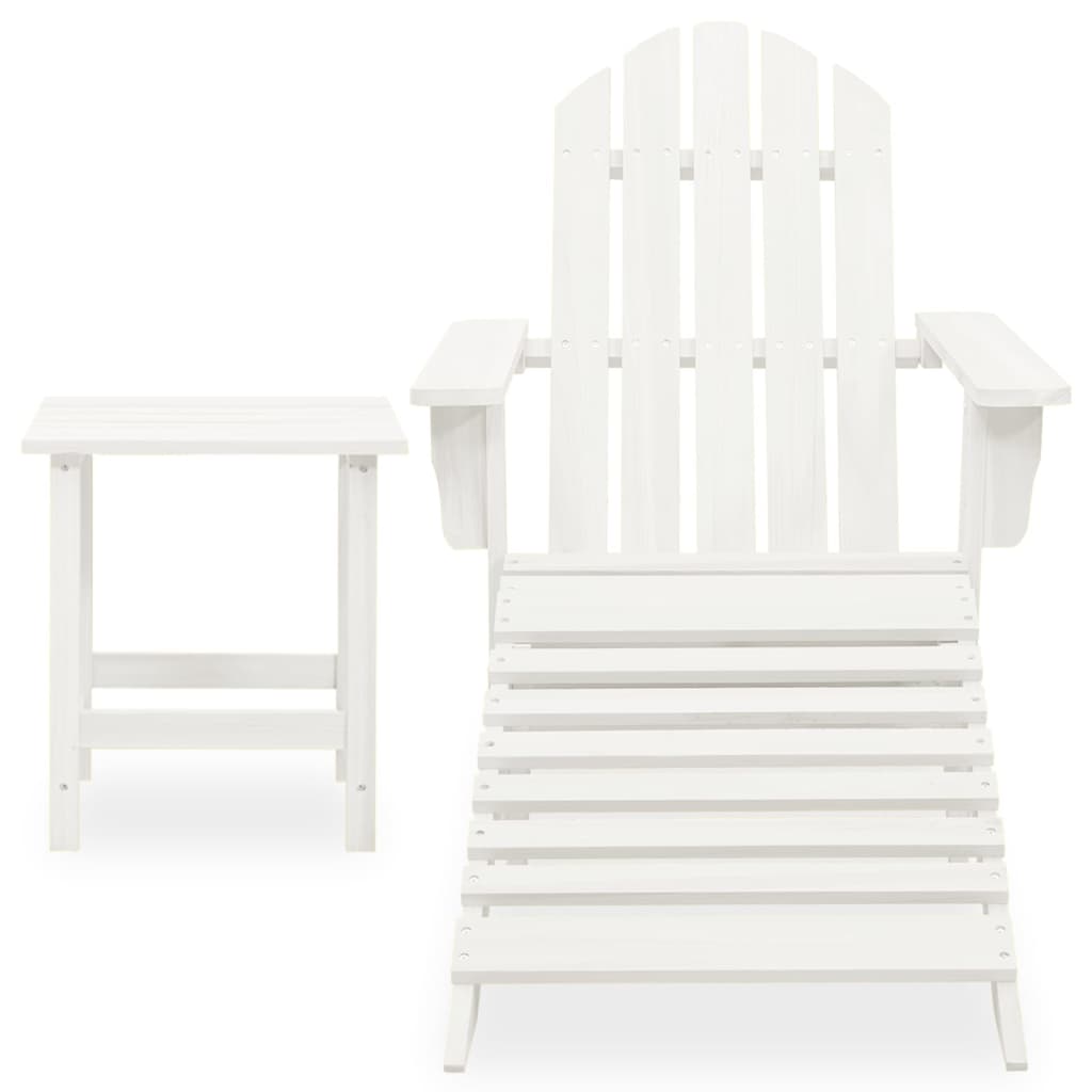 vidaXL Adirondack Garden Chair with Ottoman Table Solid Spruce Wood White