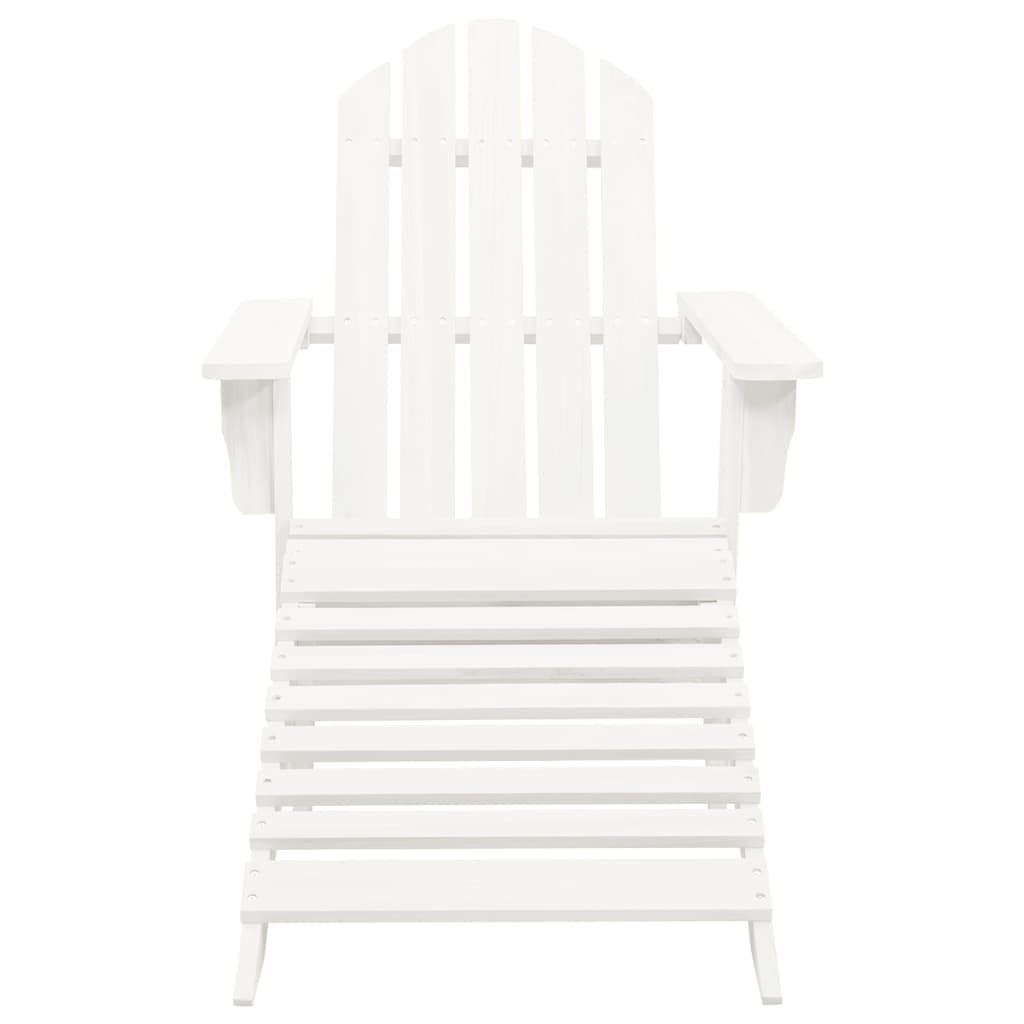 vidaXL Adirondack Garden Chair with Ottoman Table Solid Spruce Wood White
