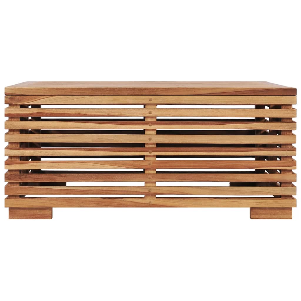 vidaXL Tuintafel en voetensteun met crèmekleurig kussen teakhout