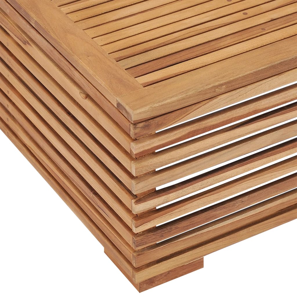 vidaXL Tuintafel en voetensteun met crèmekleurig kussen teakhout