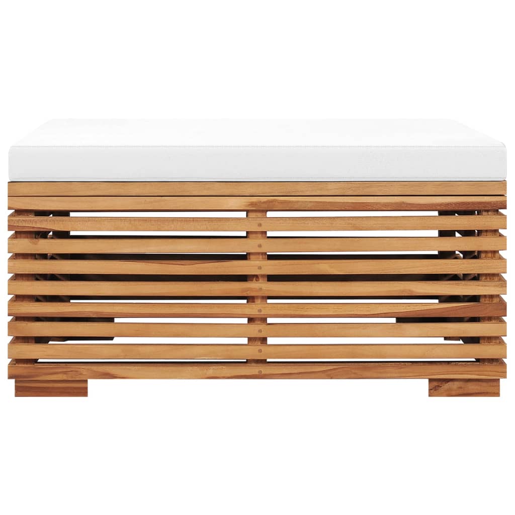vidaXL Tuintafel en voetensteun met crèmekleurig kussen teakhout