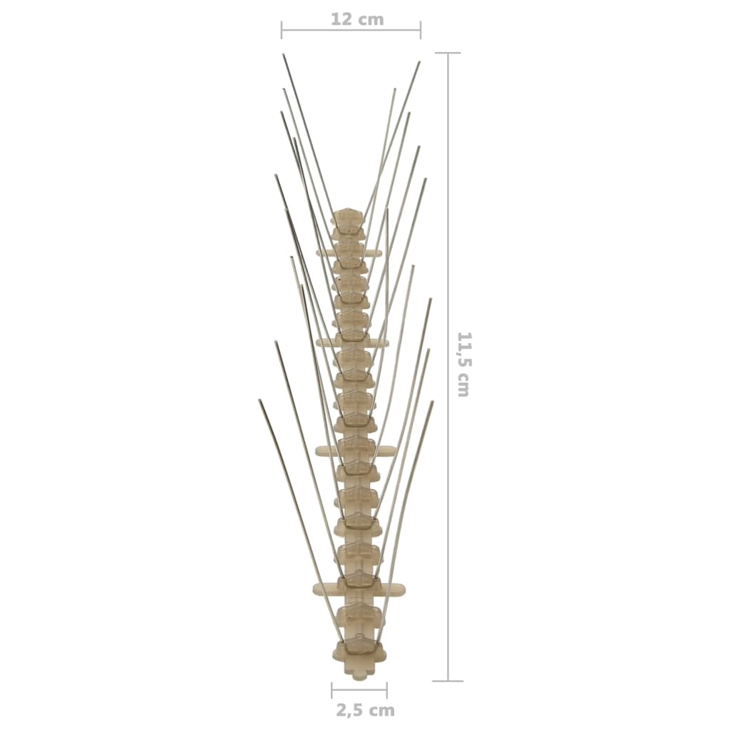 vidaXL Bird and Pigeon Spikes with 2 Rows 20 pcs 10 m Plastic