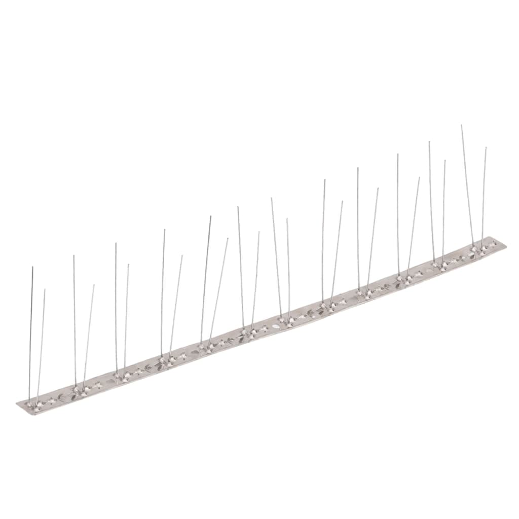 vidaXL Bird and Pigeon Spikes with 2 Rows 20 pcs 10 m Stainless Steel