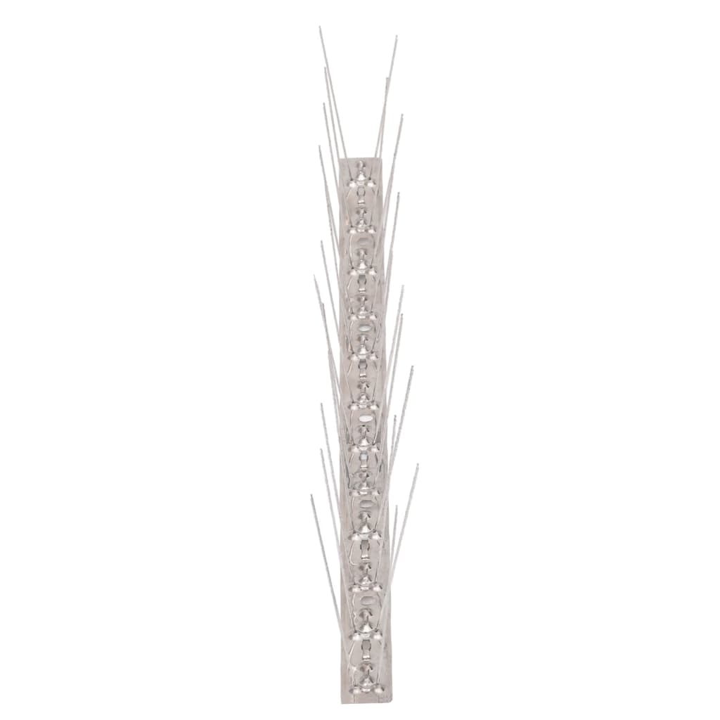 vidaXL Bird and Pigeon Spikes with 2 Rows 20 pcs 10 m Stainless Steel