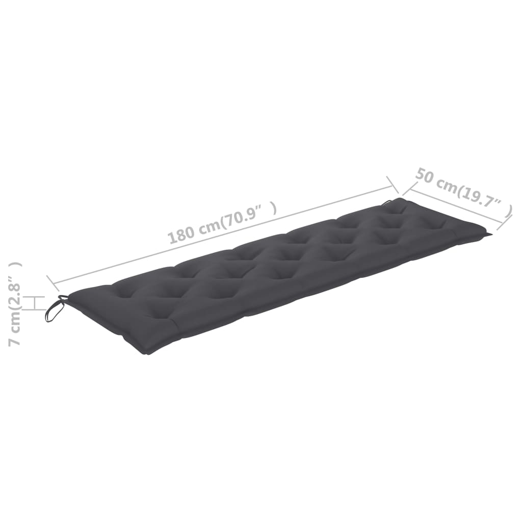 vidaXL Tuinbank met antracietkleurig kussen 175 cm massief teakhout