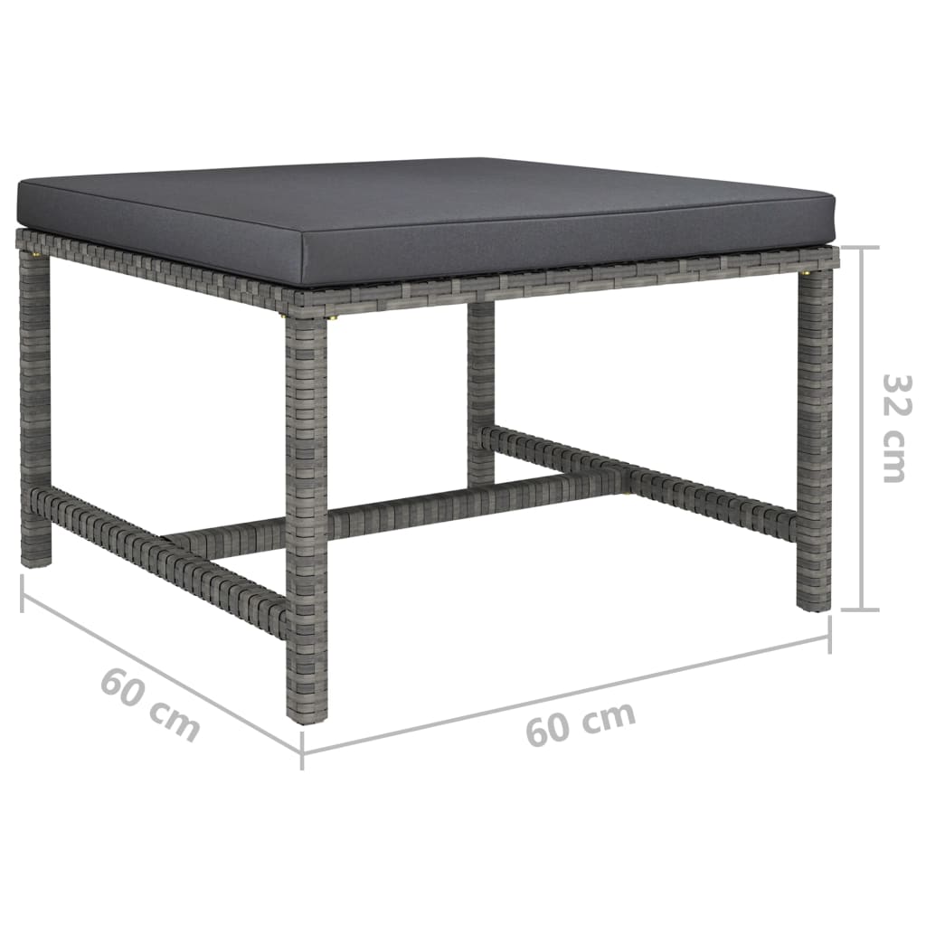 vidaXL 3-Piece Lounge Set with Cushions Poly Rattan Grey