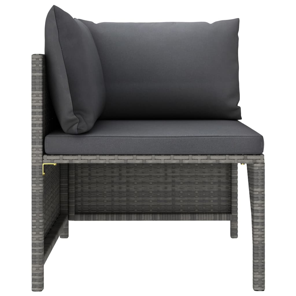vidaXL 3-Piece Lounge Set with Cushions Poly Rattan Grey