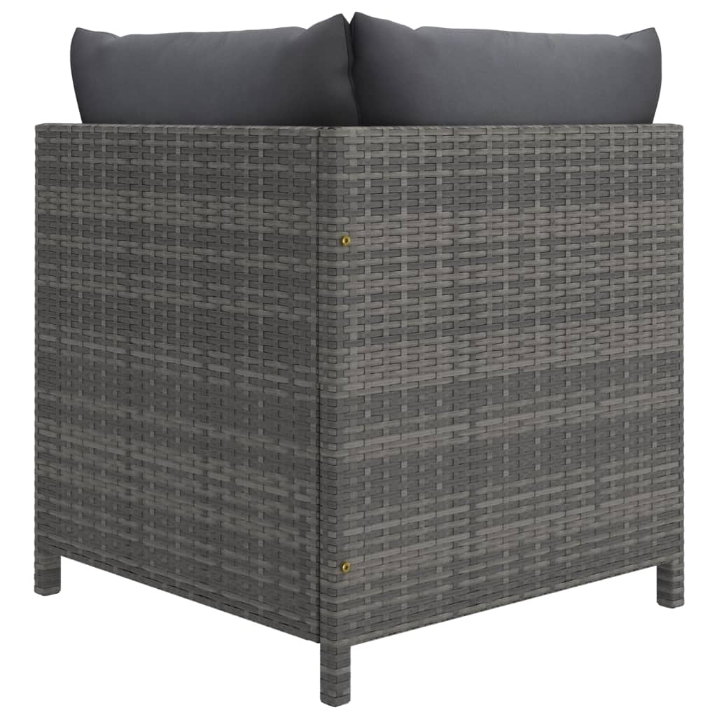 vidaXL 3-Piece Lounge Set with Cushions Poly Rattan Grey
