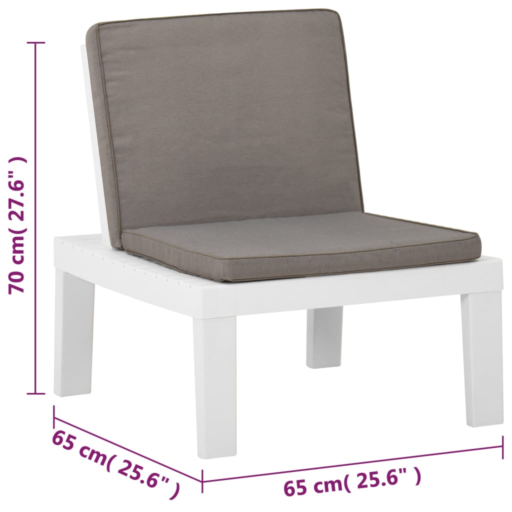 vidaXL Lounge Chairs 2 pcs with cushions plastic white